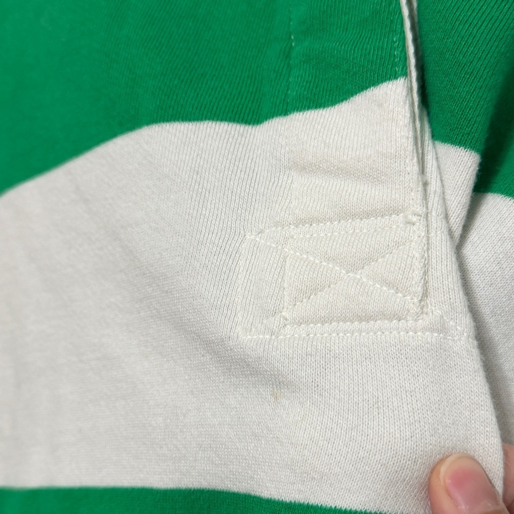 Aerie Prep Rally Rugby Sweatshirt Size XS Green Striped Polo Sweater - Picture 5 of 6